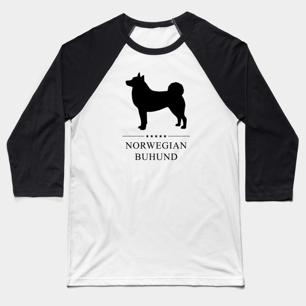 Norwegian Buhund Black Silhouette Baseball T-Shirt by millersye